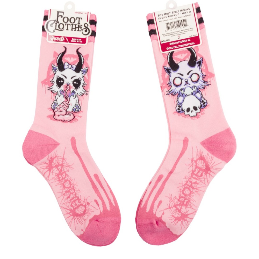 Footclothes - Bubblegum Death Kitty Chaussettes - Rose